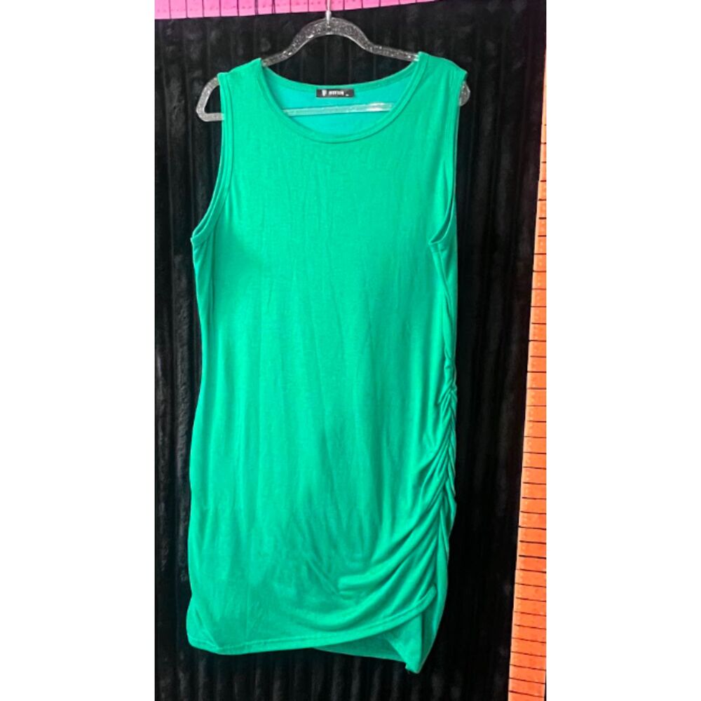 BTFBM Women’s XL Green Sleeveless Ruched Bodycon Mini Dress